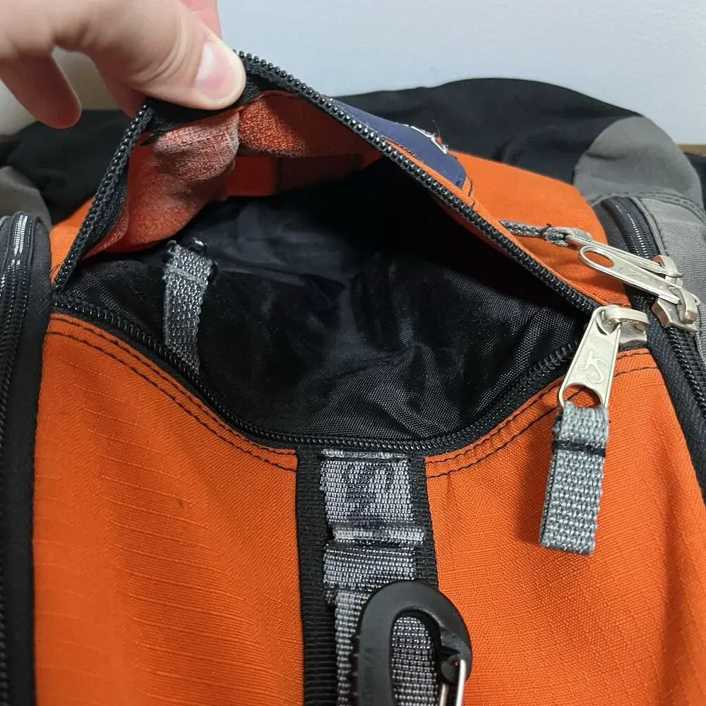 Vintage JanSport Backpack Orange Black Gray Trail Hiking Multi Pocket 90s Bag
